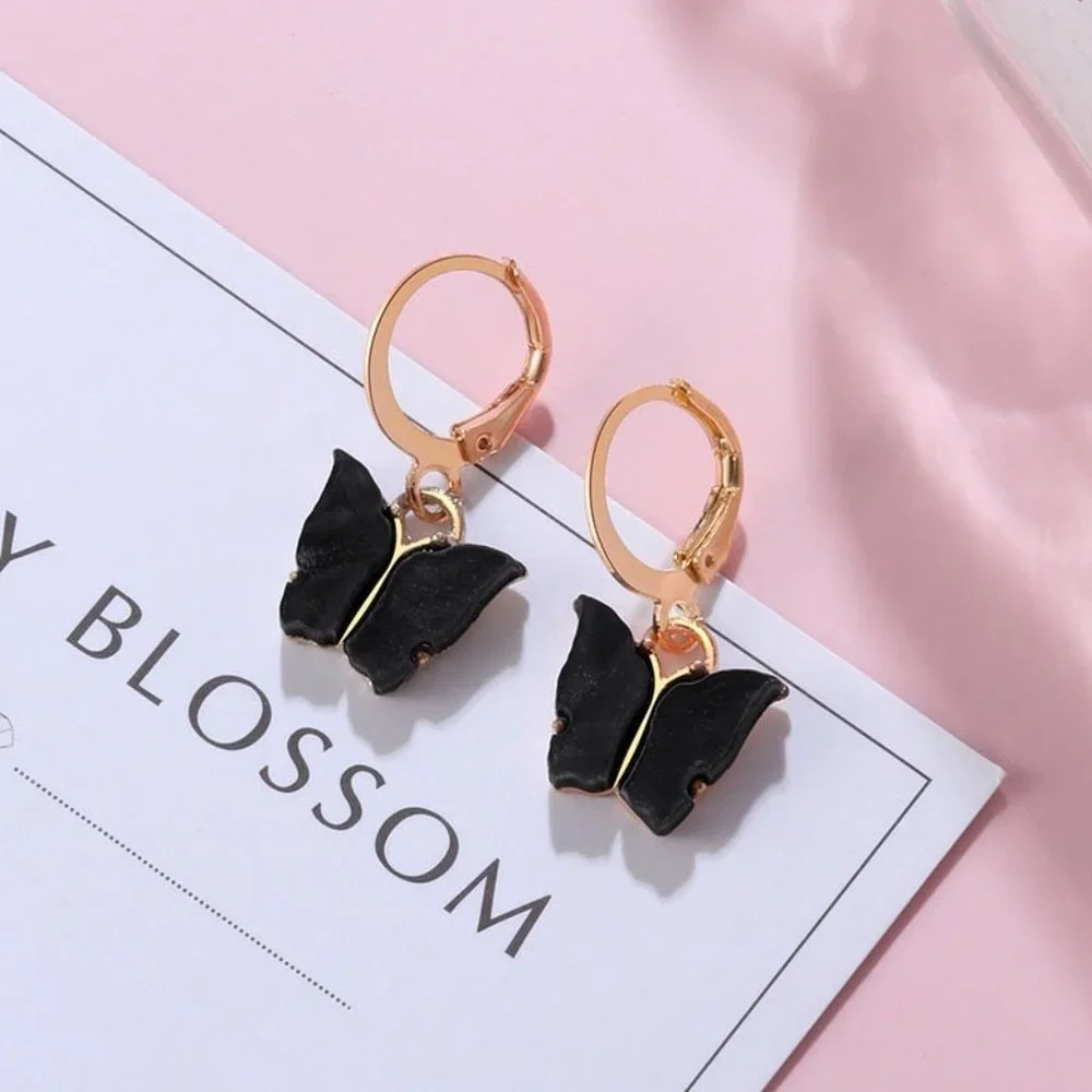 🆕 Aurora Black Butterly Charm Earrings - Picture 1 of 2